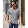 imageCOOFANDY Mens Henley Shirts Short Sleeve Fashion Casual TShirts Summer Button Basic TeeLight Grey