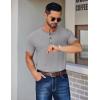imageCOOFANDY Mens Henley Shirts Short Sleeve Fashion Casual TShirts Summer Button Basic TeeLight Grey