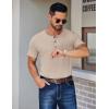 imageCOOFANDY Mens Henley Shirts Short Sleeve Fashion Casual TShirts Summer Button Basic TeeLight Khaki