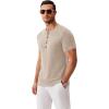 imageCOOFANDY Mens Henley Shirts Short Sleeve Fashion Casual TShirts Summer Button Basic TeeLight Khaki