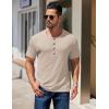 imageCOOFANDY Mens Henley Shirts Short Sleeve Fashion Casual TShirts Summer Button Basic TeeLight Khaki