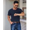 imageCOOFANDY Mens Henley Shirts Short Sleeve Fashion Casual TShirts Summer Button Basic TeeNavy Blue