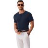 imageCOOFANDY Mens Henley Shirts Short Sleeve Fashion Casual TShirts Summer Button Basic TeeNavy Blue