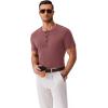 imageCOOFANDY Mens Henley Shirts Short Sleeve Fashion Casual TShirts Summer Button Basic TeeRed