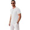 imageCOOFANDY Mens Henley Shirts Short Sleeve Fashion Casual TShirts Summer Button Basic TeeWhite