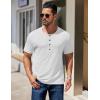 imageCOOFANDY Mens Henley Shirts Short Sleeve Fashion Casual TShirts Summer Button Basic TeeWhite