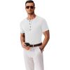 imageCOOFANDY Mens Henley Shirts Short Sleeve Fashion Casual TShirts Summer Button Basic TeeWhite