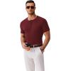 imageCOOFANDY Mens Henley Shirts Short Sleeve Fashion Casual TShirts Summer Button Basic TeeWine Red