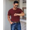 imageCOOFANDY Mens Henley Shirts Short Sleeve Fashion Casual TShirts Summer Button Basic TeeWine Red