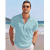 imageCOOFANDY Mens Linen Henley Shirt Short Sleeve Casual Summer Beach Hippie T ShirtsIce Blue
