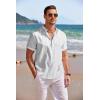 imageCOOFANDY Mens Linen Henley Shirt Short Sleeve Casual Summer Beach Hippie T ShirtsStriped White