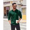 imageCOOFANDY Mens Long Sleeve Button Down Shirts Casual Untucked Shirts for Men Dress Shirts Wedding ShirtsDark Green