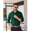 imageCOOFANDY Mens Long Sleeve Button Down Shirts Casual Untucked Shirts for Men Dress Shirts Wedding ShirtsDark Green