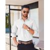 imageCOOFANDY Mens Long Sleeve Button Down Shirts Casual Untucked Shirts for Men Dress Shirts Wedding ShirtsWhite Semicircle