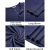 imageCOOFANDY Mens Muscle TShirt Slim Fit Long Sleeve Henley Shirts Casual Gym Workout Athletic Tee ShirtsNavy Blue