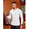 imageCOOFANDY Mens Muscle TShirt Slim Fit Long Sleeve Henley Shirts Casual Gym Workout Athletic Tee ShirtsWhite