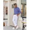 imageCOOFANDY Mens Plaid Button Down Shirt Cotton Long Sleeves Shirt Casual Dress ShirtBlue White Plaid