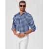 imageCOOFANDY Mens Plaid Button Down Shirt Cotton Long Sleeves Shirt Casual Dress ShirtNavy Blue Green Plaid