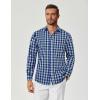 imageCOOFANDY Mens Plaid Button Down Shirt Cotton Long Sleeves Shirt Casual Dress ShirtNavy Blue Green Plaid