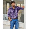 imageCOOFANDY Mens Plaid Button Down Shirt Cotton Long Sleeves Shirt Casual Dress ShirtNavy Blue Red Plaid