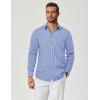 imageCOOFANDY Mens Plaid Button Down Shirt Cotton Long Sleeves Shirt Casual Dress ShirtSky Blue Gingham