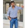 imageCOOFANDY Mens Plaid Button Down Shirt Cotton Long Sleeves Shirt Casual Dress ShirtWhite Blue Plaid