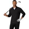 imageCOOFANDY Mens Quarter Zip Pullover Mock Neck Golf Shirts Casual Long Sleeve ShirtBlack
