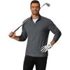 imageCOOFANDY Mens Quarter Zip Pullover Mock Neck Golf Shirts Casual Long Sleeve ShirtLight Grey