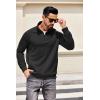 imageCOOFANDY Mens Quarter Zip Pullover Quilted Sweatshirt Knit Long Sleeve Sweater Half Zip Polo Sweatshirts with PocketAll Black