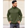 imageCOOFANDY Mens Quarter Zip Pullover Quilted Sweatshirt Knit Long Sleeve Sweater Half Zip Polo Sweatshirts with PocketArmy Green