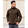 imageCOOFANDY Mens Quarter Zip Pullover Quilted Sweatshirt Knit Long Sleeve Sweater Half Zip Polo Sweatshirts with PocketBrown