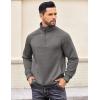 imageCOOFANDY Mens Quarter Zip Pullover Quilted Sweatshirt Knit Long Sleeve Sweater Half Zip Polo Sweatshirts with PocketDark Gray