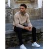 imageCOOFANDY Mens Quarter Zip Pullover Quilted Sweatshirt Knit Long Sleeve Sweater Half Zip Polo Sweatshirts with PocketKhaki