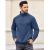 imageCOOFANDY Mens Quarter Zip Pullover Quilted Sweatshirt Knit Long Sleeve Sweater Half Zip Polo Sweatshirts with PocketSlate Blue