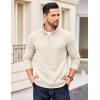 imageCOOFANDY Mens Quarter Zip Pullover Quilted Sweatshirt Knit Long Sleeve Sweater Half Zip Polo Sweatshirts with PocketWhite