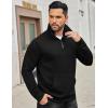 imageCOOFANDY Mens Quarter Zip Sweatshirt Long Sleeve Casual Waffle Pullover Hoodies with PocketBlack