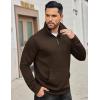 imageCOOFANDY Mens Quarter Zip Sweatshirt Long Sleeve Casual Waffle Pullover Hoodies with PocketBrown