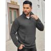 imageCOOFANDY Mens Quarter Zip Sweatshirt Long Sleeve Casual Waffle Pullover Hoodies with PocketDark Grey
