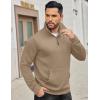 imageCOOFANDY Mens Quarter Zip Sweatshirt Long Sleeve Casual Waffle Pullover Hoodies with PocketKhaki