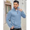 imageCOOFANDY Mens Quarter Zip Sweatshirt Long Sleeve Casual Waffle Pullover Hoodies with PocketLight Blue