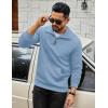 imageCOOFANDY Mens Quarter Zip Sweatshirt Long Sleeve Casual Waffle Pullover Hoodies with PocketLight Blue