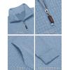 imageCOOFANDY Mens Quarter Zip Sweatshirt Long Sleeve Casual Waffle Pullover Hoodies with PocketLight Blue
