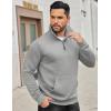 imageCOOFANDY Mens Quarter Zip Sweatshirt Long Sleeve Casual Waffle Pullover Hoodies with PocketLight Grey
