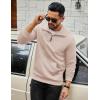 imageCOOFANDY Mens Quarter Zip Sweatshirt Long Sleeve Casual Waffle Pullover Hoodies with PocketLight Khaki