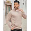 imageCOOFANDY Mens Quarter Zip Sweatshirt Long Sleeve Casual Waffle Pullover Hoodies with PocketLight Khaki