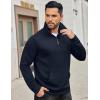 imageCOOFANDY Mens Quarter Zip Sweatshirt Long Sleeve Casual Waffle Pullover Hoodies with PocketNavy Blue