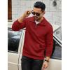 imageCOOFANDY Mens Quarter Zip Sweatshirt Long Sleeve Casual Waffle Pullover Hoodies with PocketRed