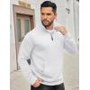 imageCOOFANDY Mens Quarter Zip Sweatshirt Long Sleeve Casual Waffle Pullover Hoodies with PocketWhite