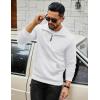 imageCOOFANDY Mens Quarter Zip Sweatshirt Long Sleeve Casual Waffle Pullover Hoodies with PocketWhite