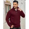 imageCOOFANDY Mens Quarter Zip Sweatshirt Long Sleeve Casual Waffle Pullover Hoodies with PocketWine Red